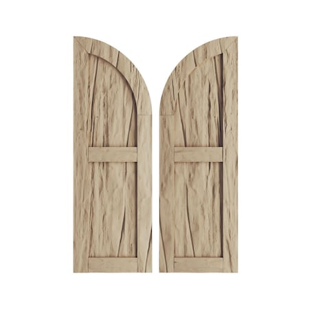 Riverwood 2 Equal Flat Panel W/Quarter Round Arch Top Faux Wood Shutters, 15W X 40H (25 Low Side)